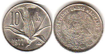 Mexican coin 10 centavos 1977