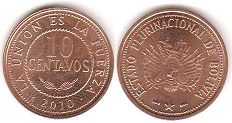 coin Bolivia 10 centavos 2010
