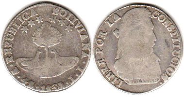 moneda Bolivia 4 soles 1830