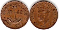 coin Newfoundland 1 cent 1942