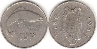 coin Ireland 10 pence 1980