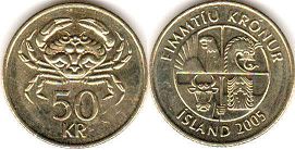 coin Iceland 50 kronur 2005