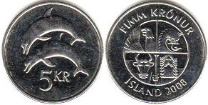 coin Iceland 5 kronur 2008