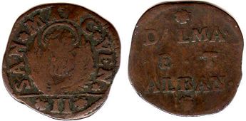 moneta Dalmazia e Albania 2 soldi 1691