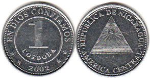 moneda Nicaragua 1 cordoba 2002