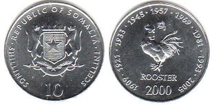 coin Somalia 10 shillings 2000