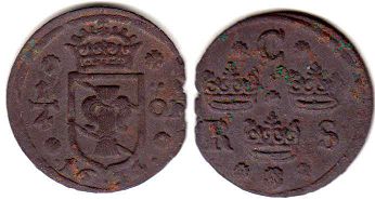 mynt Sverige 1/4 öre 1634
