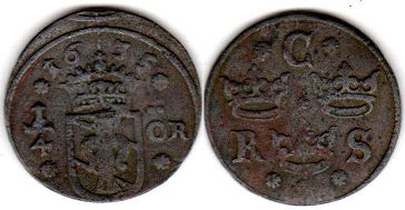 coin Sweden 1/4 ore 1635