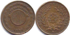 moneda Paraguay 1 centesimo 1870