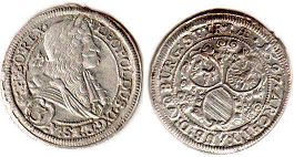 coin RDR Austria 3 kreuzer 1697