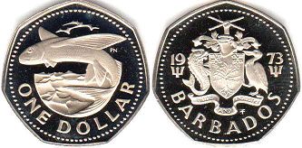 coin Barbados 1 dollar 1973
