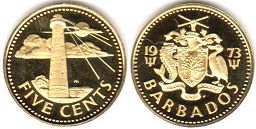 coin Barbados 5 cents 1973