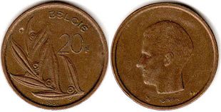 coin Belgium 20 francs 1981