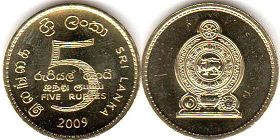 coin Sri Lanka 5 rupees 2009