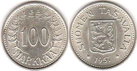 coin Finland 100 markkaa 1957