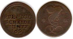 coin Hildesheim 1 pfennig 1693
