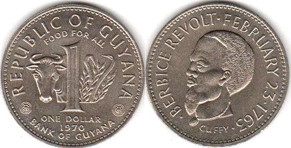 coin Guyana 1 dollar 1970
