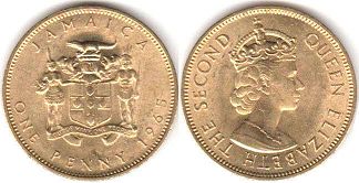 coin Jamaica 1 penny 1965