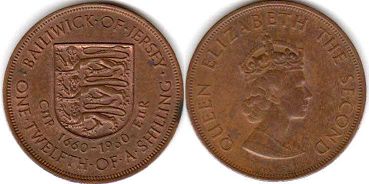 coin Jersey 1/12 shilling 1960