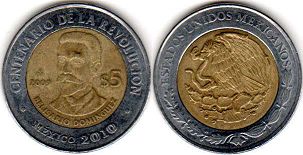 moneda Mexico 5 pesos 2009 BELISARIO DOMINGUES