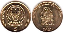 coin Rwanda 5 francs 2003