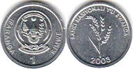 coin Rwanda 1 franc 2003