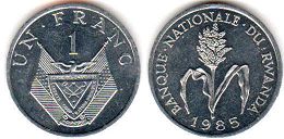 coin Rwanda 1 franc 1985