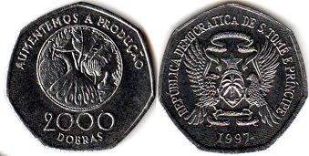coin Saint Thomas and Prince 2000 dobras 1997