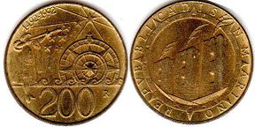 coin San Marino 200 lire 1992