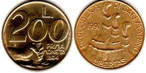 moneta San Marino 200 lire 1991