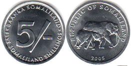 coin Somaliland 5 shillings 2005