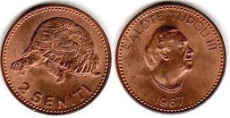 coin Tonga 2 seniti 1967