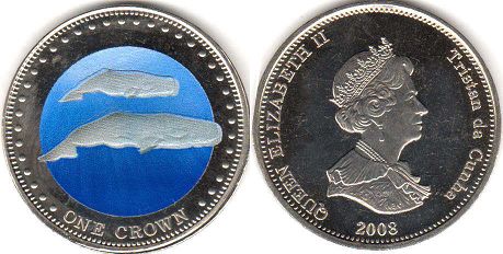 coin Tristan da Cunha 1 one crown 2008