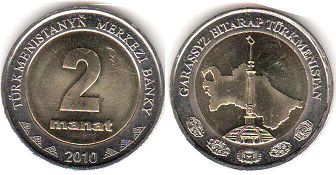 coin Turkmenistan 2 manat 2010