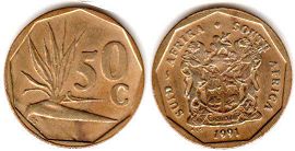 coin South Africa South Africa 50 cents 1994
