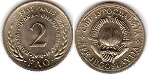 coin Yugoslavia 2 dinara 1970