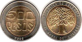 moneda de 500 pesos colombianos 2006