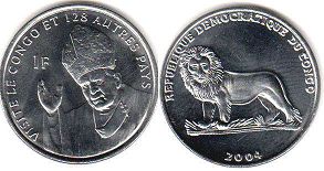 piece Congo 1 franc 2004