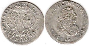 moneta Prussia 6 grosze 1686
