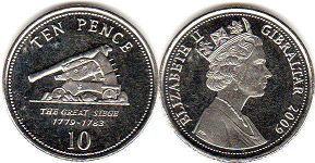 coin Gibraltar 10 pence 2009