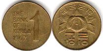 coin South Korea 1 won 1967