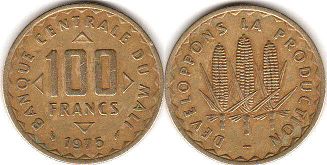 coin Mali 100 francs 1975
