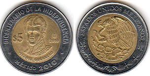 moneda Mexico 5 pesos 2010 VICENTE GUERRERO