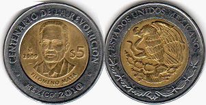 moneda Mexico 5 pesos 2009 FILOMENO MATA