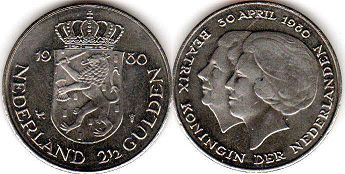 monnaie Pays-Bas 2.5 gulden 1980