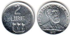 moneta San Marino 2 lire 1972
