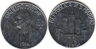 coin San Marino 100 lire 1984