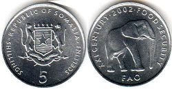 coin Somalia 5 shillings 2002