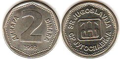 coin Yugoslavia 2 dinara 1993