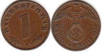 coin Nazi Germany 1 pfennig 1939